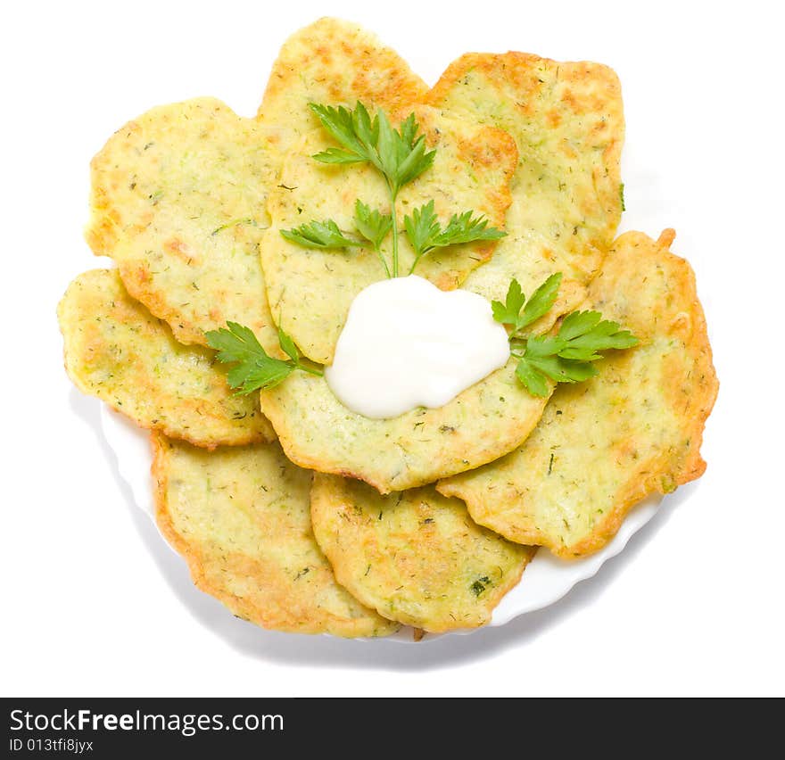 Pancake From Marrow With Parsley View From Above