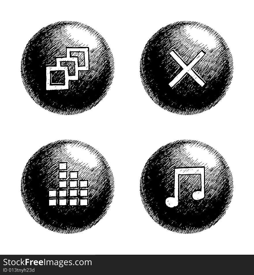 Sketchy style buttons for multimedia interface. Sketchy style buttons for multimedia interface.