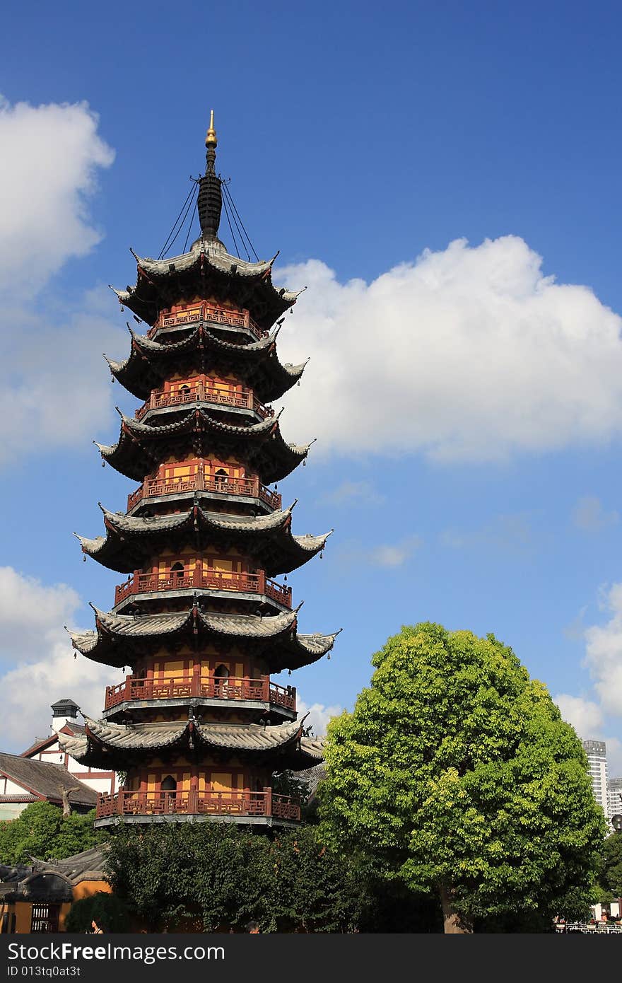 Longhua Pagoda, from the Song period, in Longhua Temple, Shanghai, China.