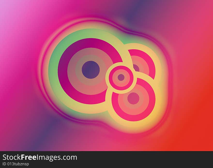 Circles of various shapes against a colorful background