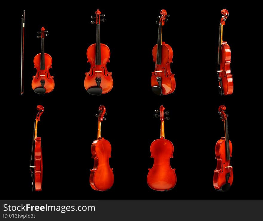 Violin on white, variants of a kind. Violin on white, variants of a kind