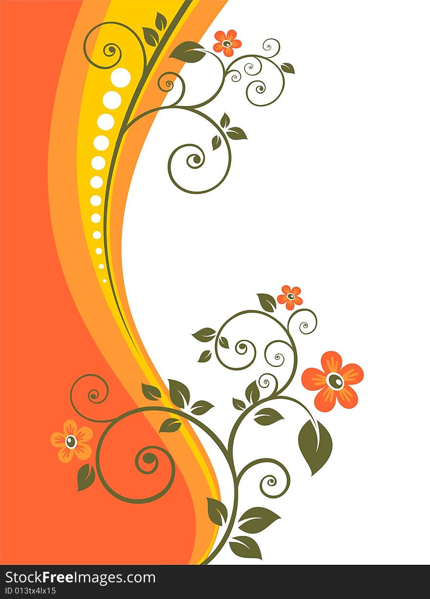 Abstract flowers pattern on an orange background. Abstract flowers pattern on an orange background.