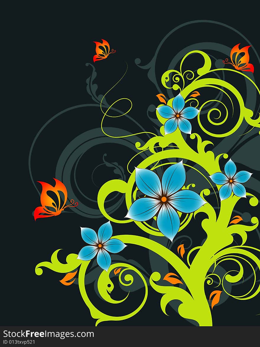 Abstract floral background. A vector format is added. Suits well for a postcard or background. Abstract floral background. A vector format is added. Suits well for a postcard or background