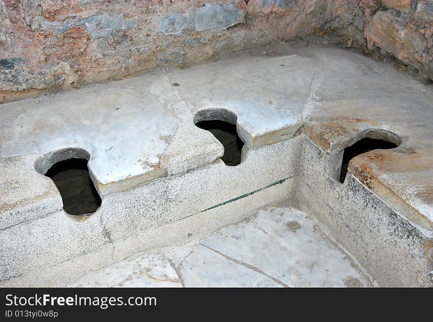 Close-up image of marble toilette