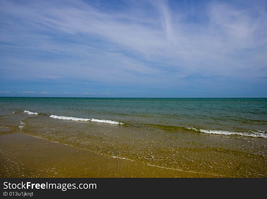 Beautiful beach in italy with waves