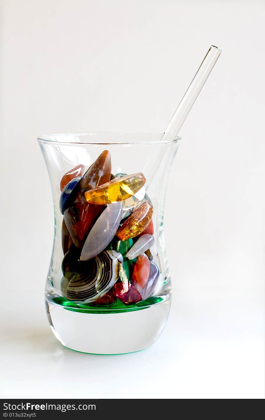 Rocks in the glass. shoted in white background