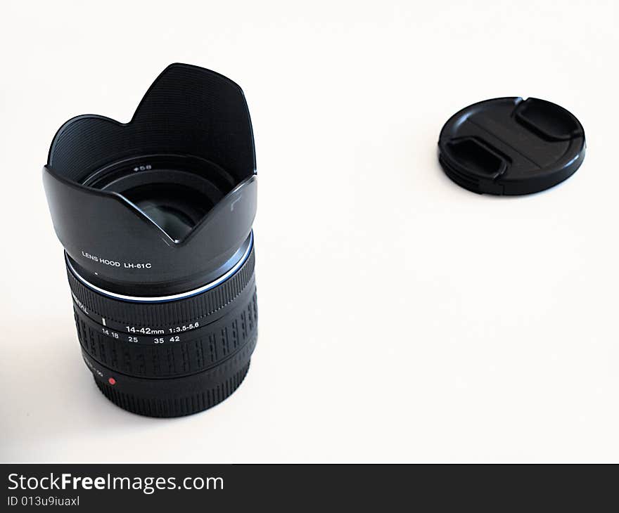 A reflex lens on white botton. A reflex lens on white botton