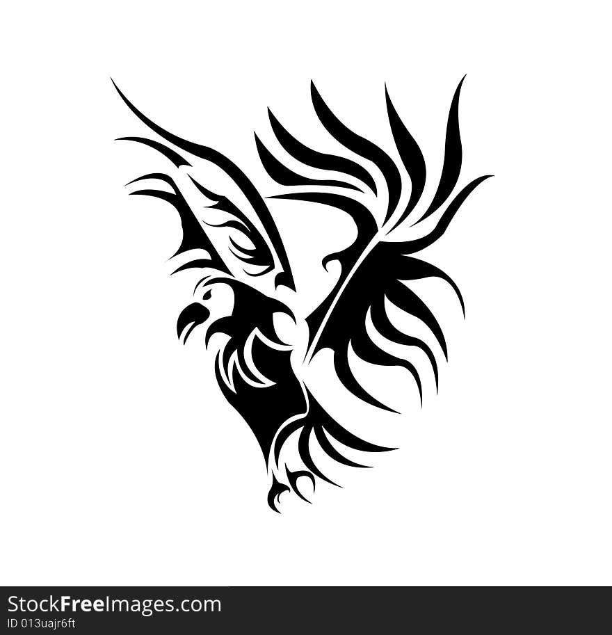 A beautiful abstract bird tattoo illustration vector. A beautiful abstract bird tattoo illustration vector