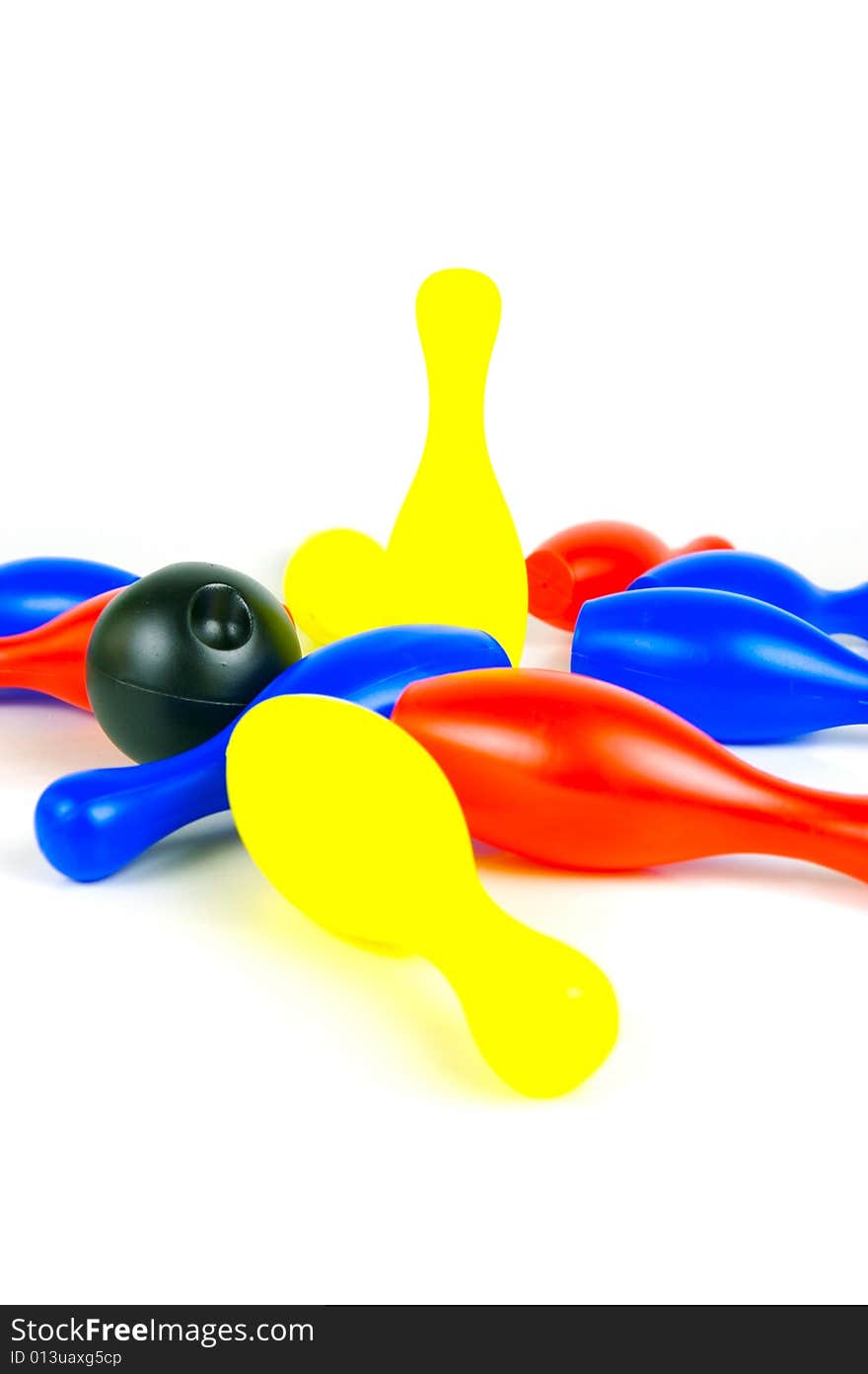 Ten pin bowling pins isolated against a white background