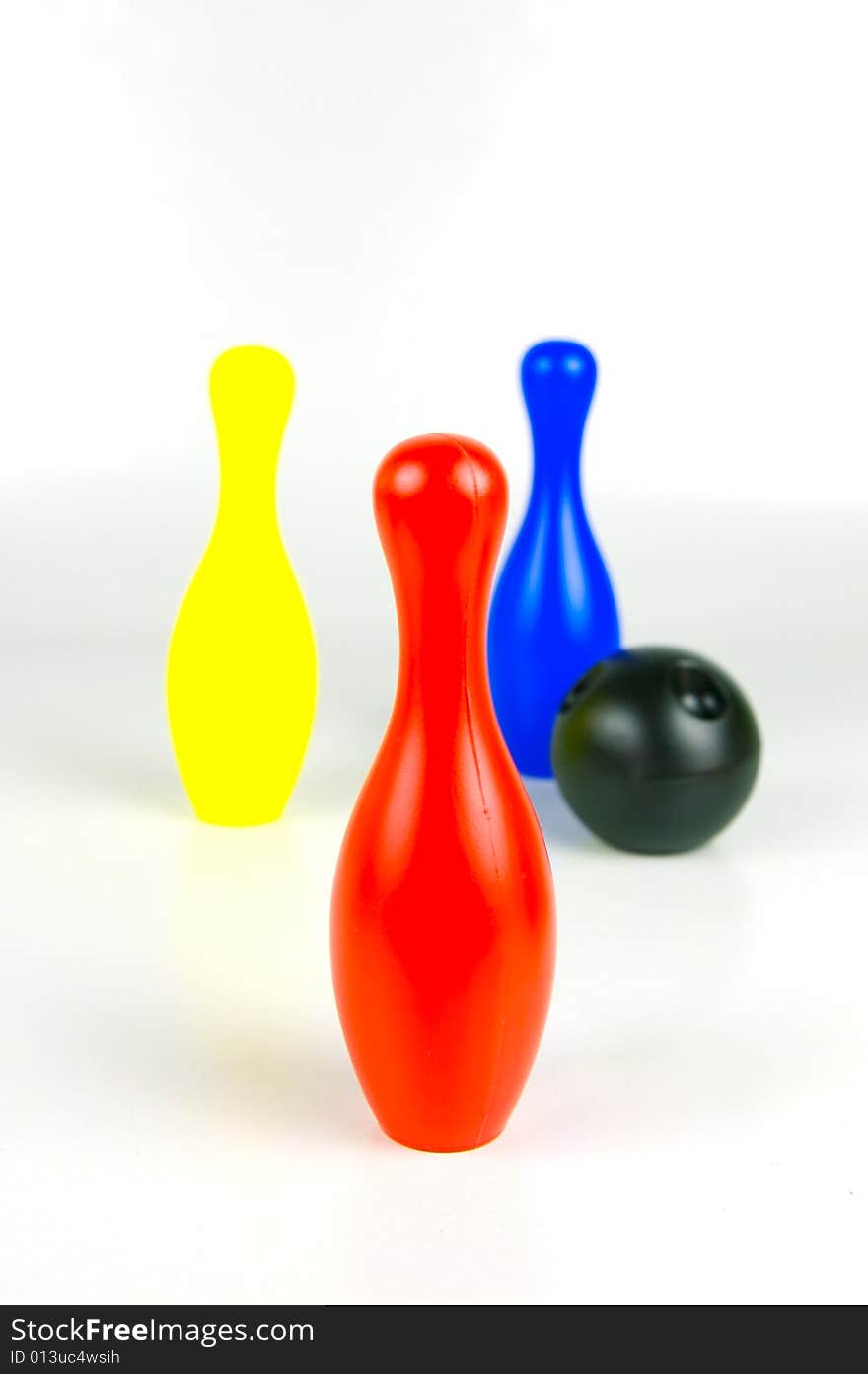 Ten pin bowling pins isolated against a white background