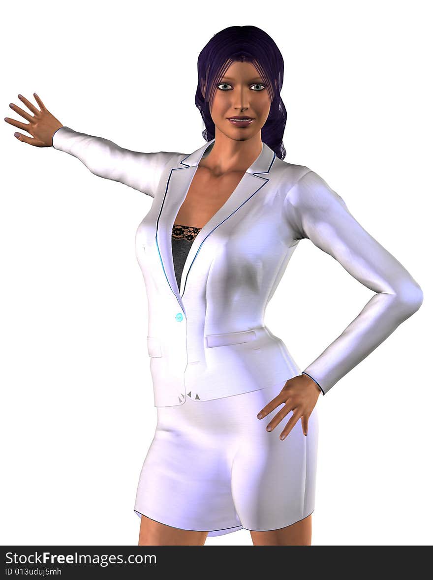 Businesswoman in a white costume 3