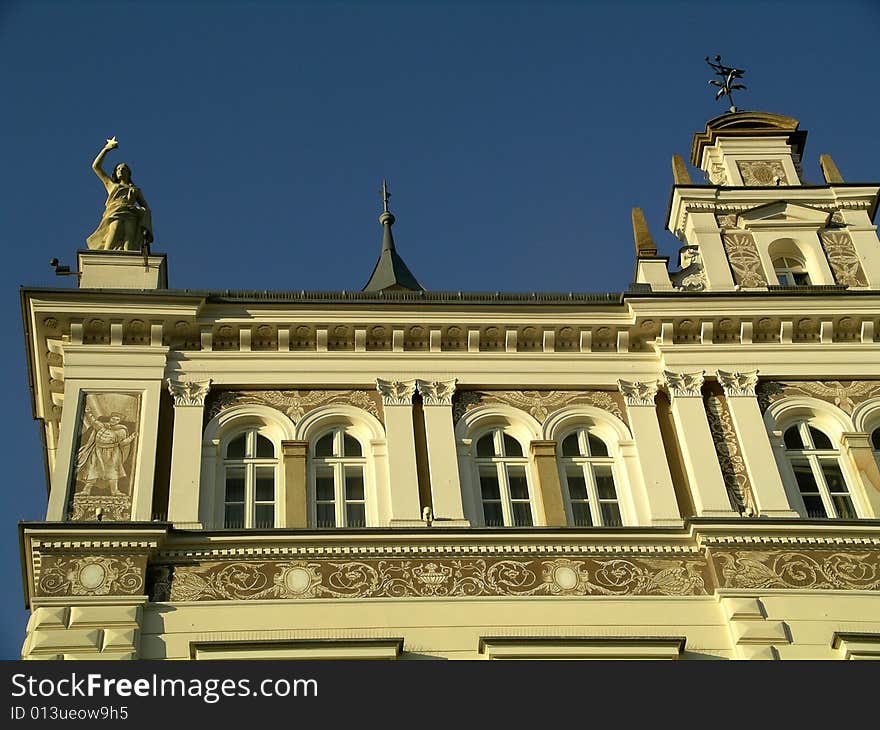 Historic building facade in the center of cracow poland. Historic building facade in the center of cracow poland