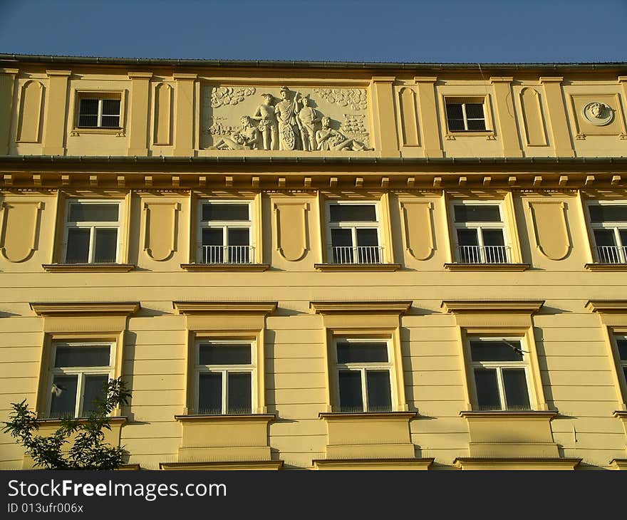 Historic building facade in the center of cracow poland. Historic building facade in the center of cracow poland