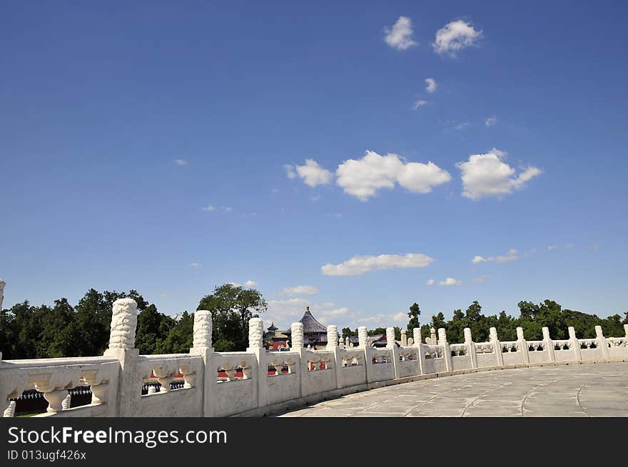 White marble barrier of ancient building