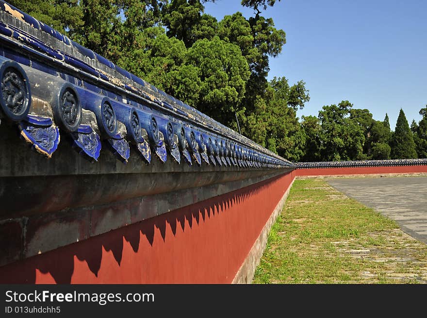 Chinese ancient building, beautiful wall with blue glaze,heaven temple in beijing. Chinese ancient building, beautiful wall with blue glaze,heaven temple in beijing
