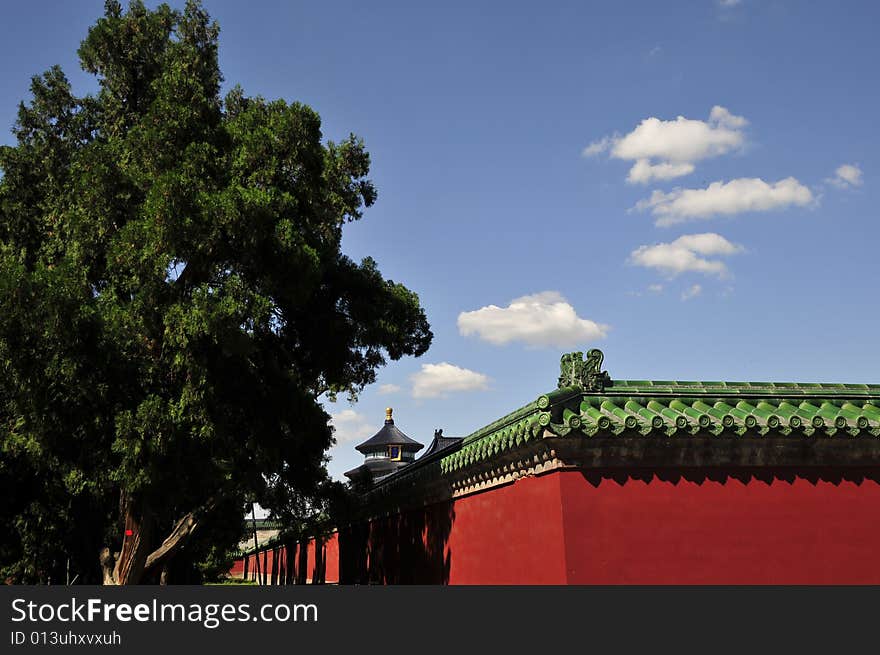 Ancient chinese building and blue sky