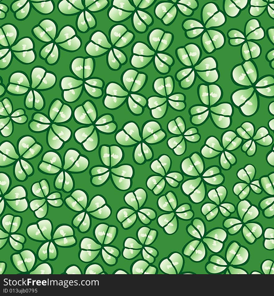 Vector seamless repeating wallpaper with shamrock leaves. Vector seamless repeating wallpaper with shamrock leaves