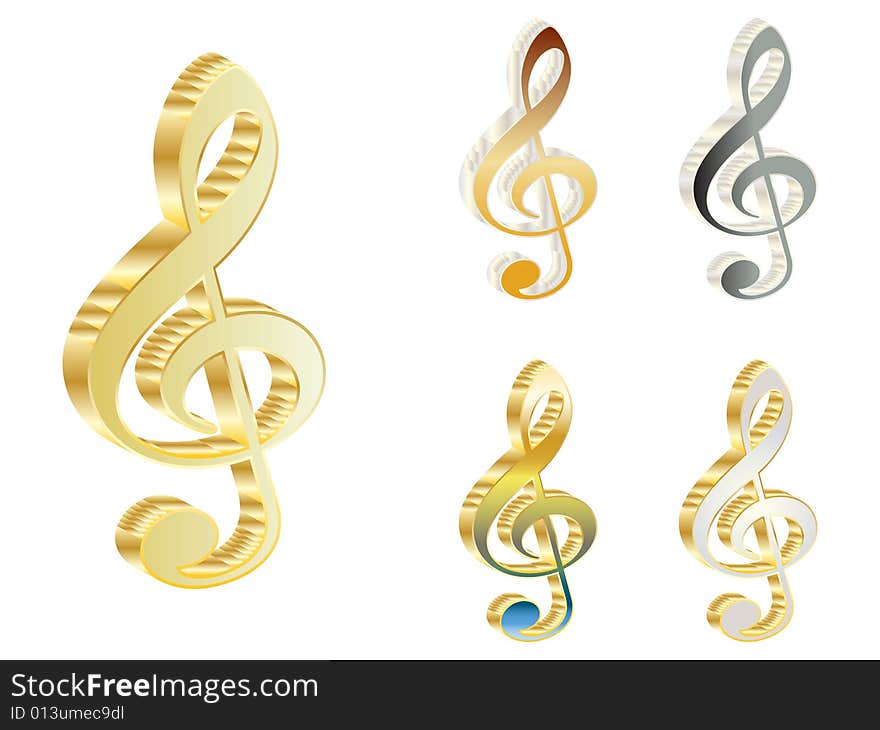 3d treble clef vector illustration