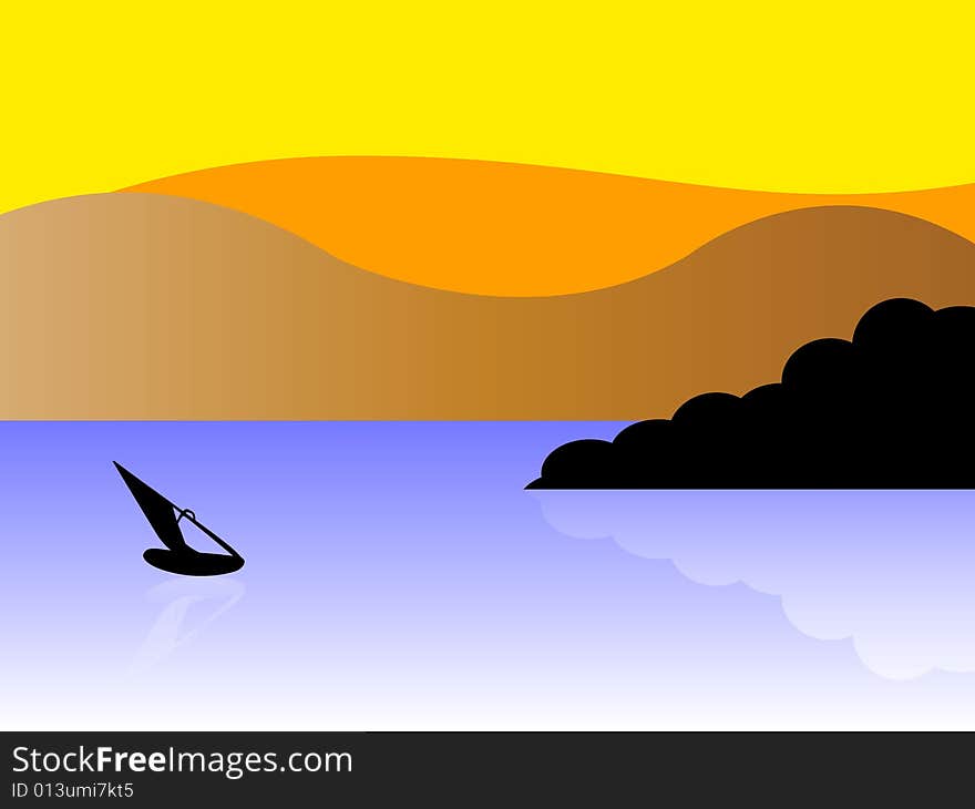 Boat on the sea- vector illustration. Boat on the sea- vector illustration