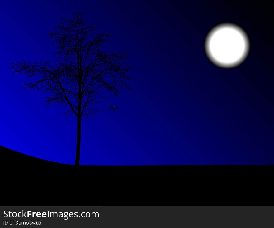 Night in nature- vector illustration