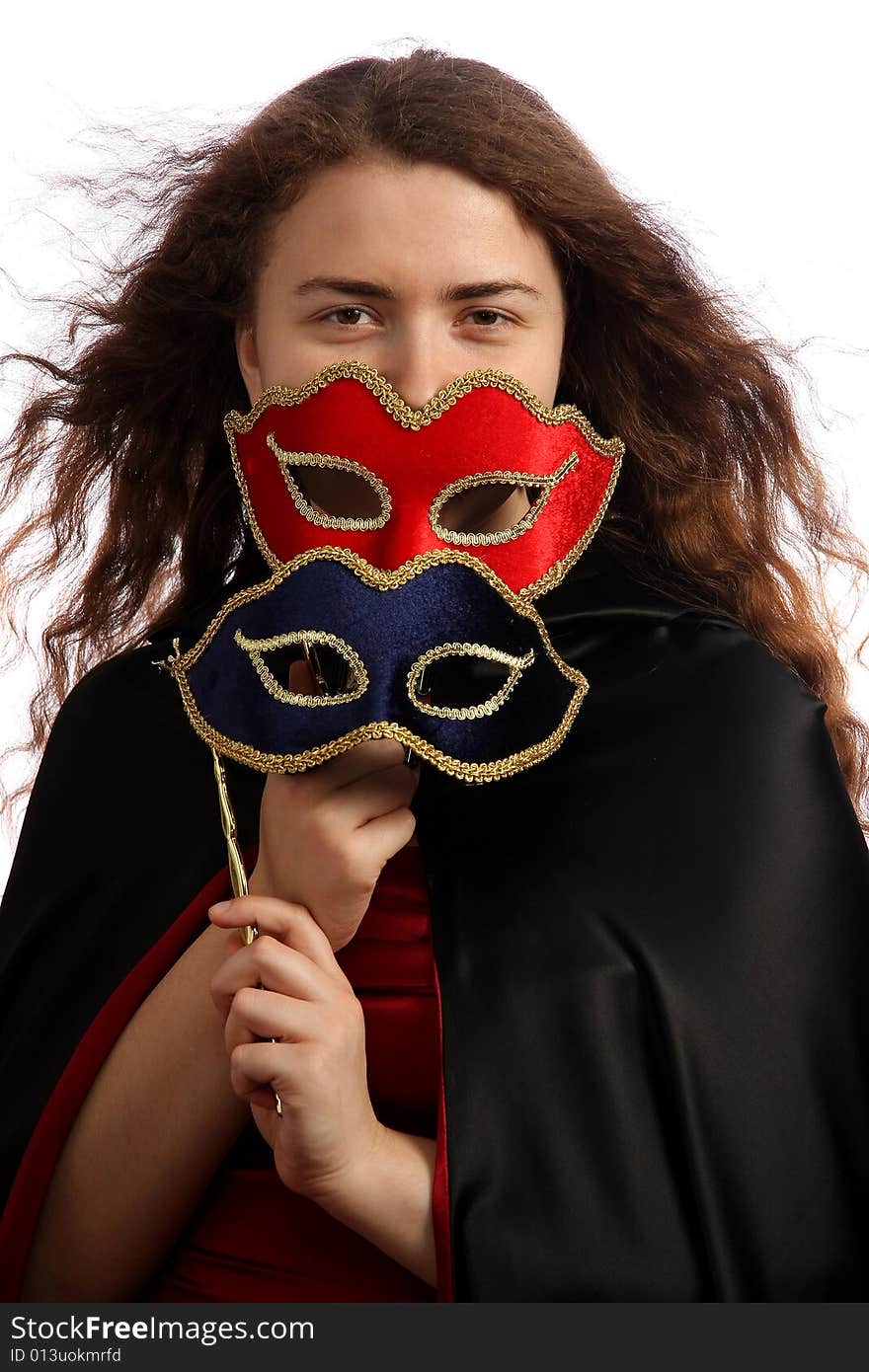 Brunette with venetian mask