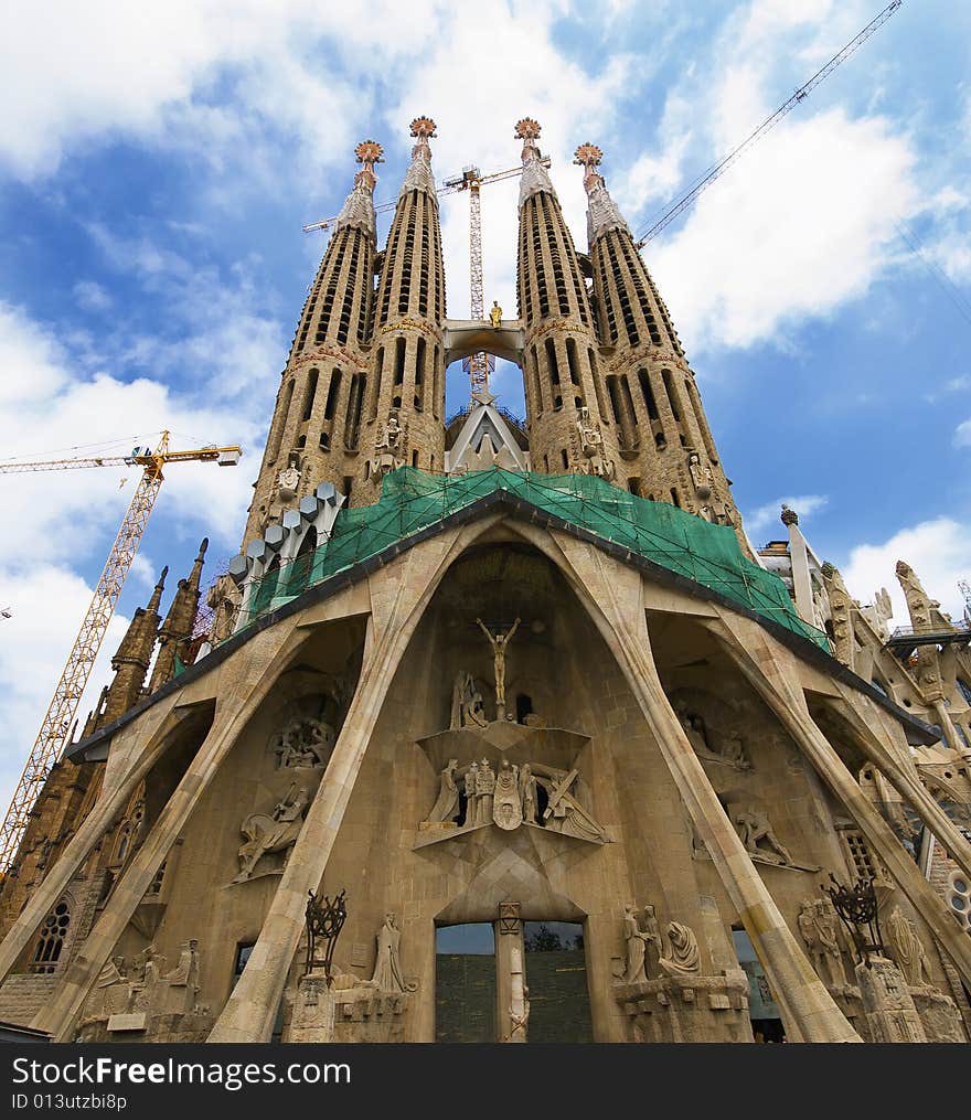 A beautifull view of Sagrada Familia cathedral. A beautifull view of Sagrada Familia cathedral