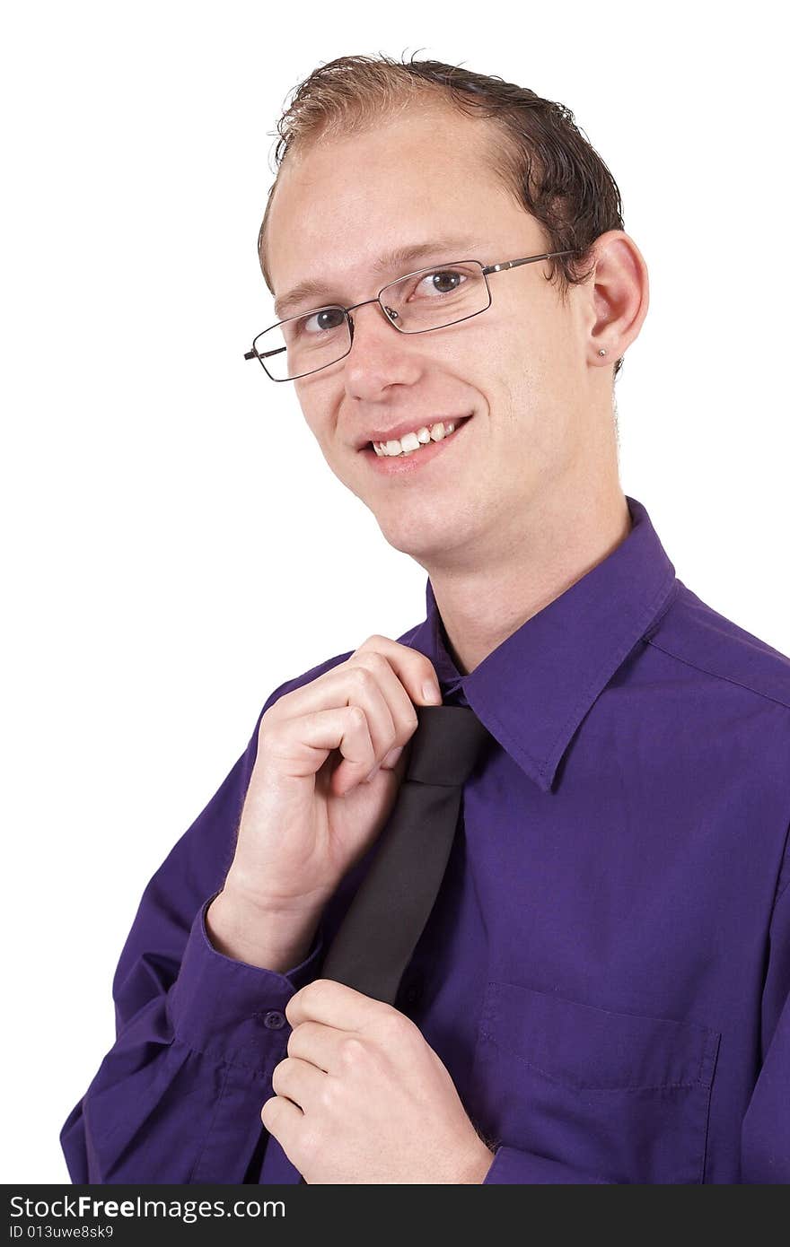 Young successful businessman wearing office clothes. Isolated on white background. Young successful businessman wearing office clothes. Isolated on white background