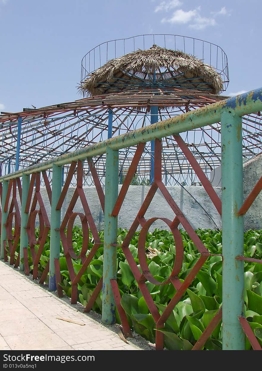 Dome behind a fence