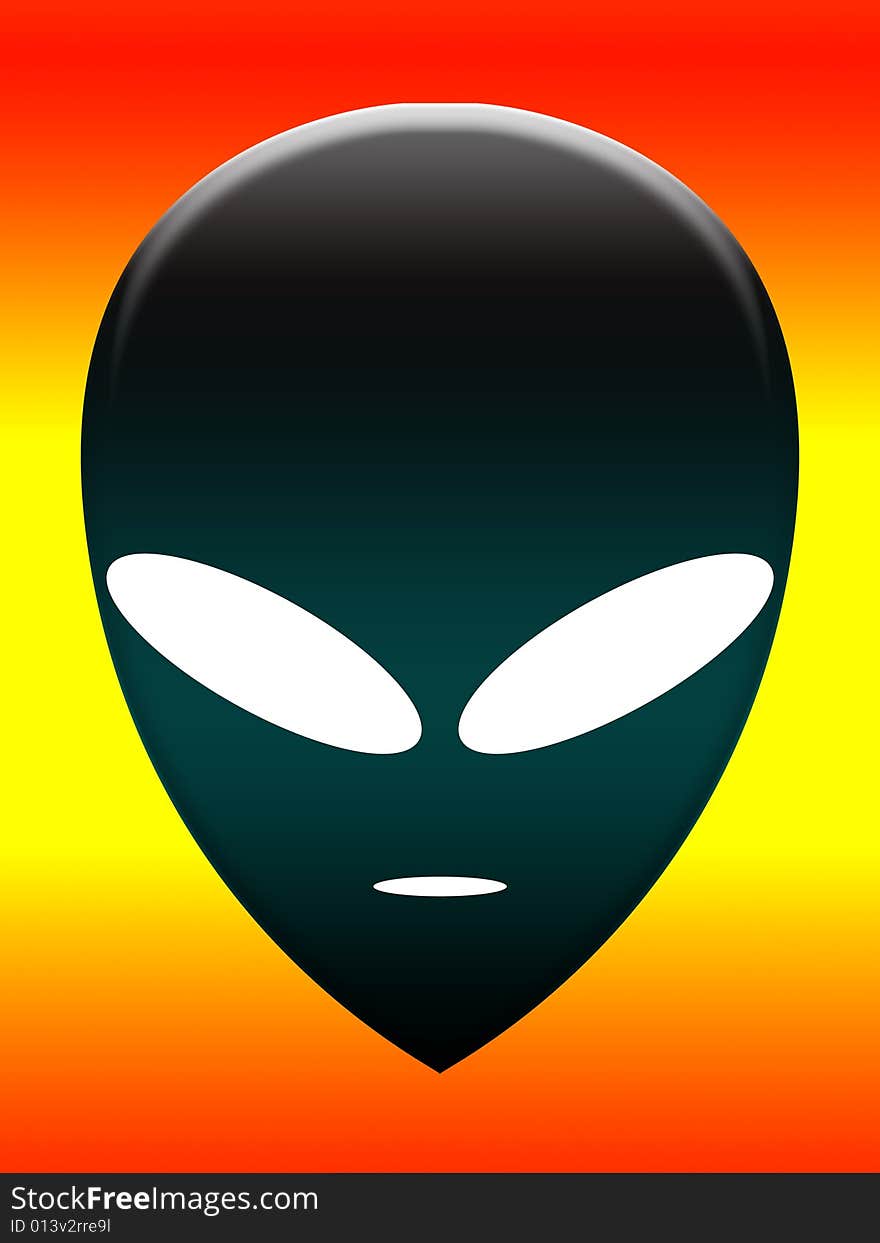 A very simple alien head of the common representation of an alien.