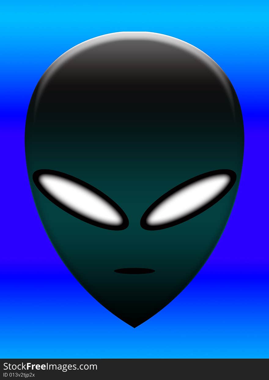 A very simple alien head of the common representation of an alien. A very simple alien head of the common representation of an alien.