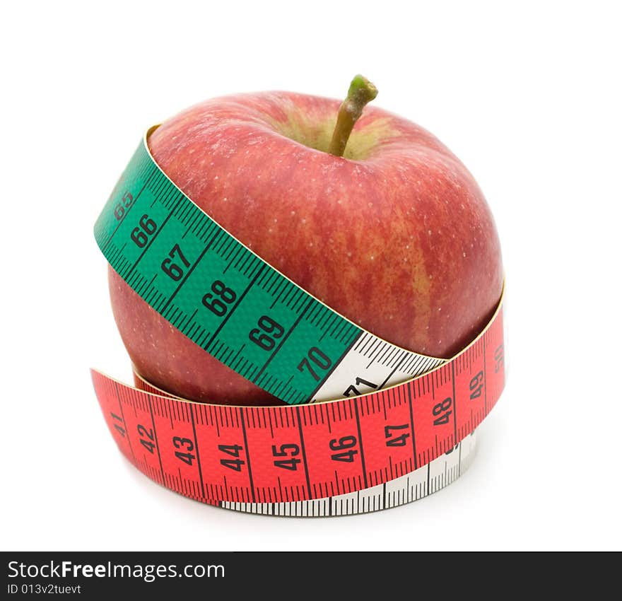 Red apple in measuring