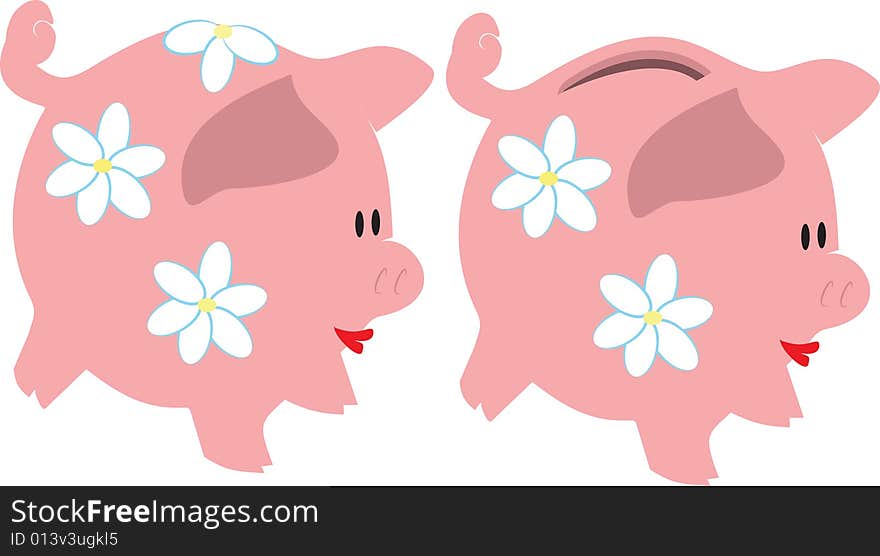 Stylized piggy bank. vector illustrations