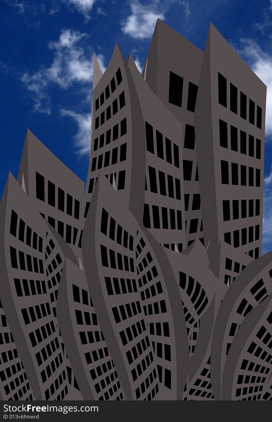 Some cartoon like representation of skyscraper buildings. Some cartoon like representation of skyscraper buildings.