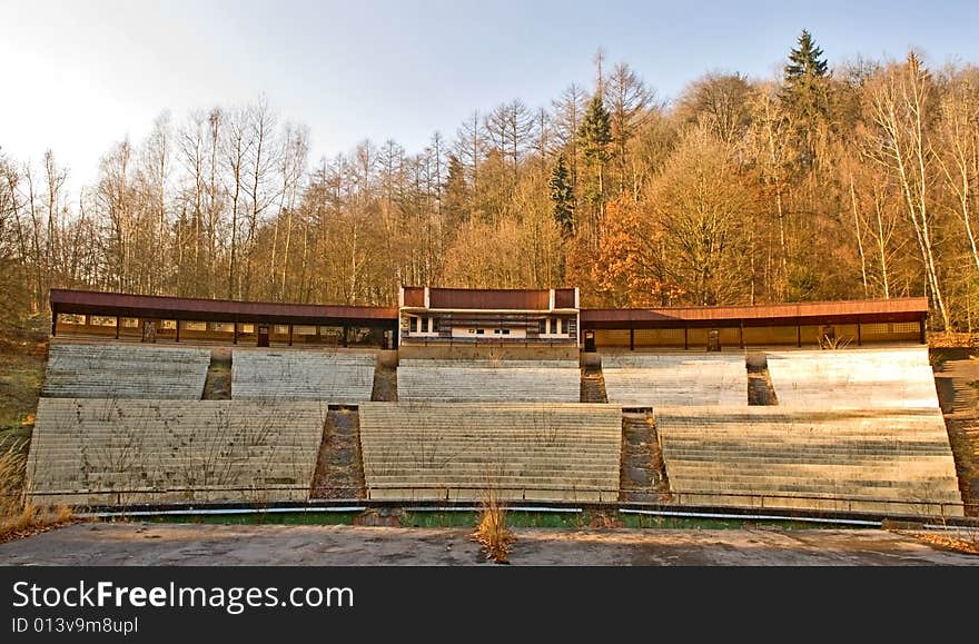 Wooden theatre in Autumn outdoor