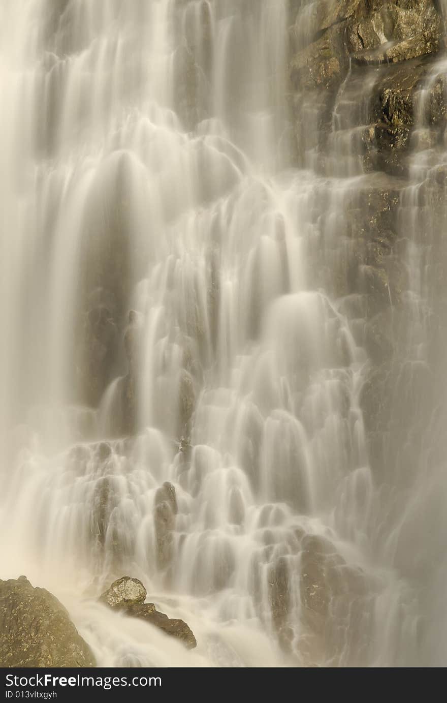 Smooth flowing waterfall with many small streams using long exposure