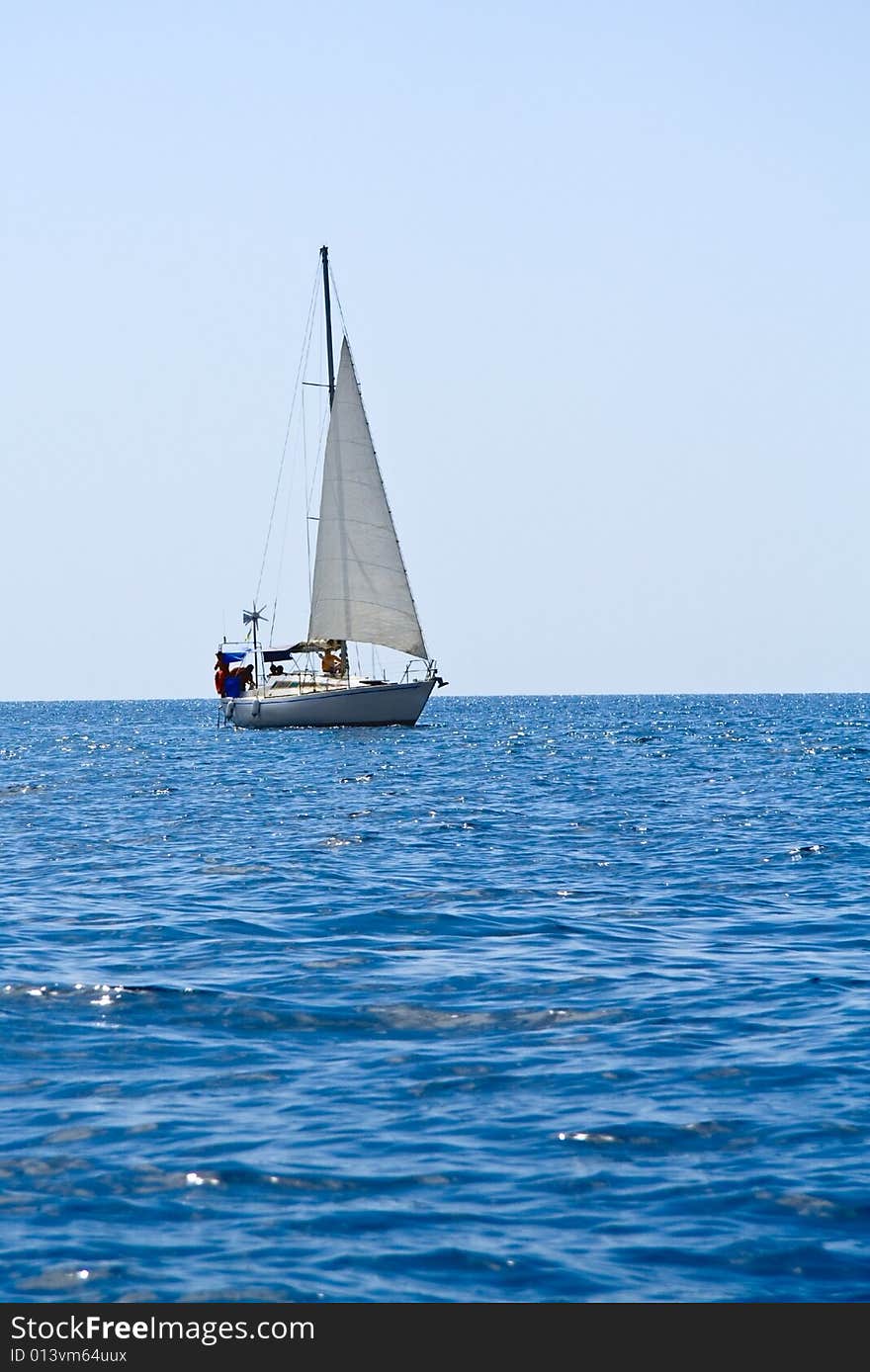 Sailboat on black sea - Crimea, Ukraine