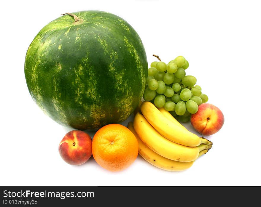 Watermelon with 
fruit on a white background. Watermelon with 
fruit on a white background