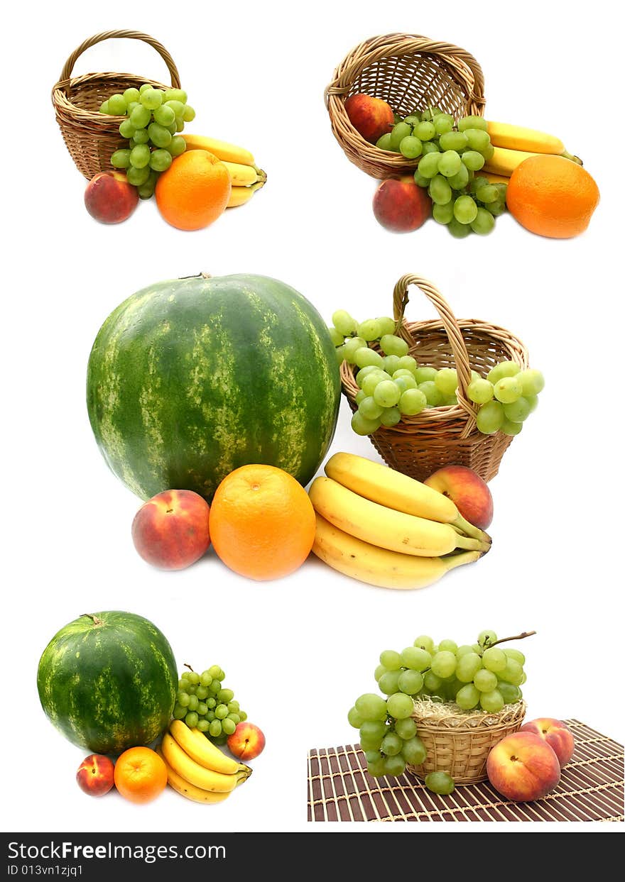 Watermelon with fruit on a white background