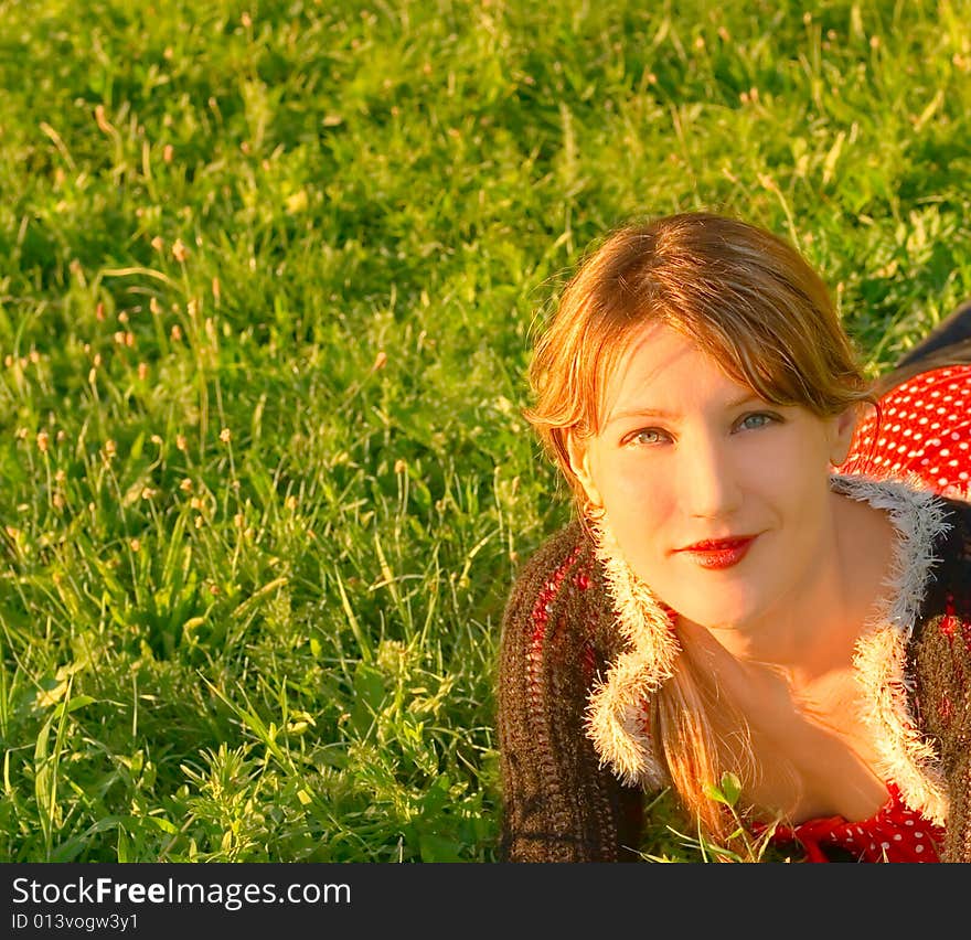 Portrait Woman On Nature