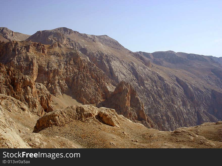 A charming mountain landscape under clear sky