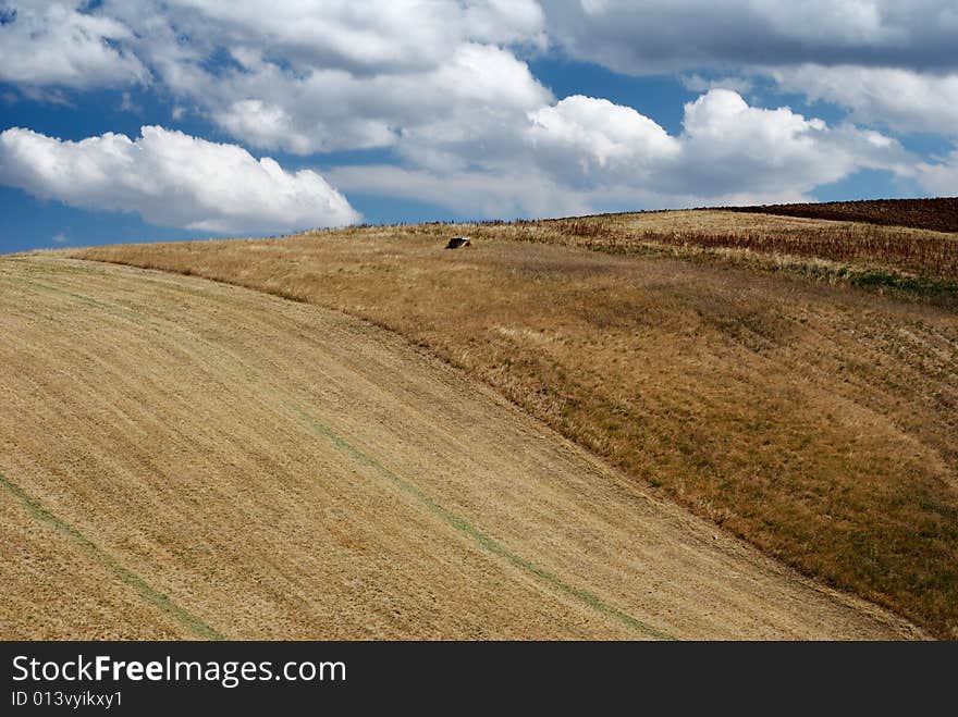 Arid hills in summertime with moody sky