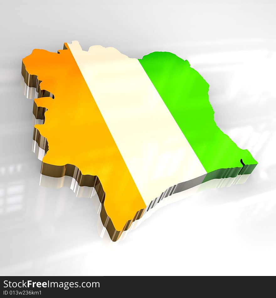 3d flag map of cote d ivoire