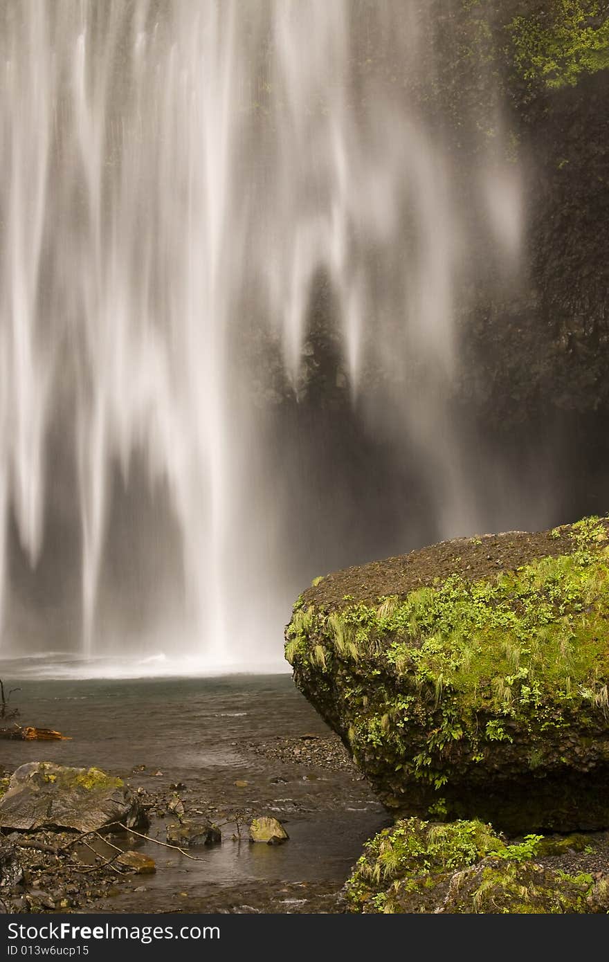 Peaceful waterfall and rocks