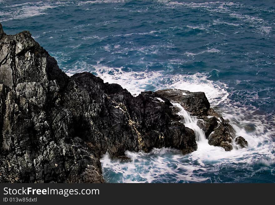 Rockface in the ocean.