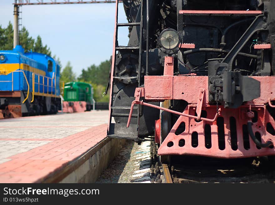 Old fashioned black stream locomotive