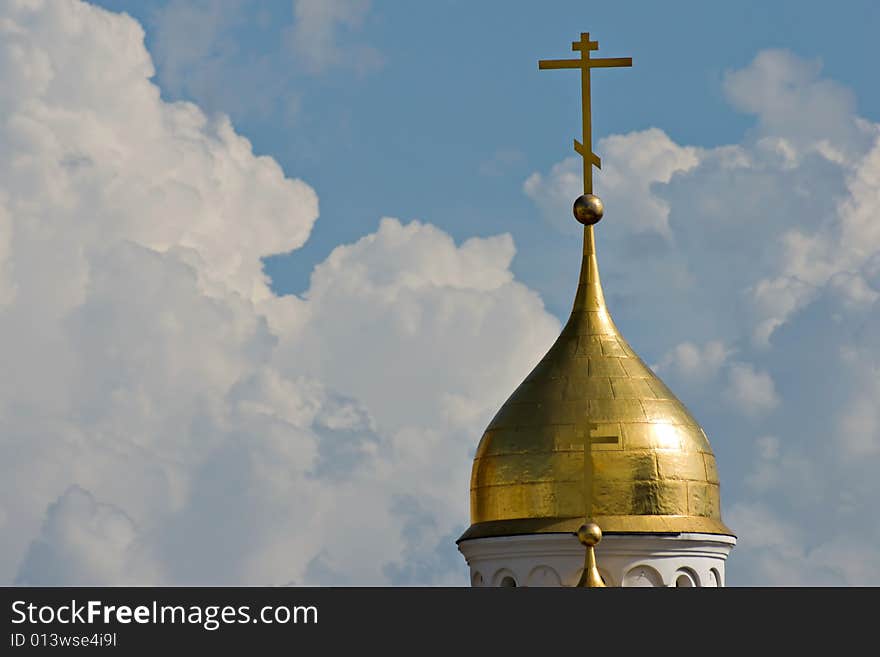 Church Cupola On Sky Background