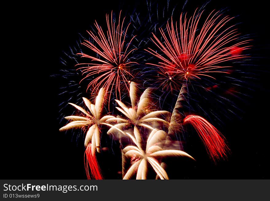 Bright colored fireworks on black background. Bright colored fireworks on black background