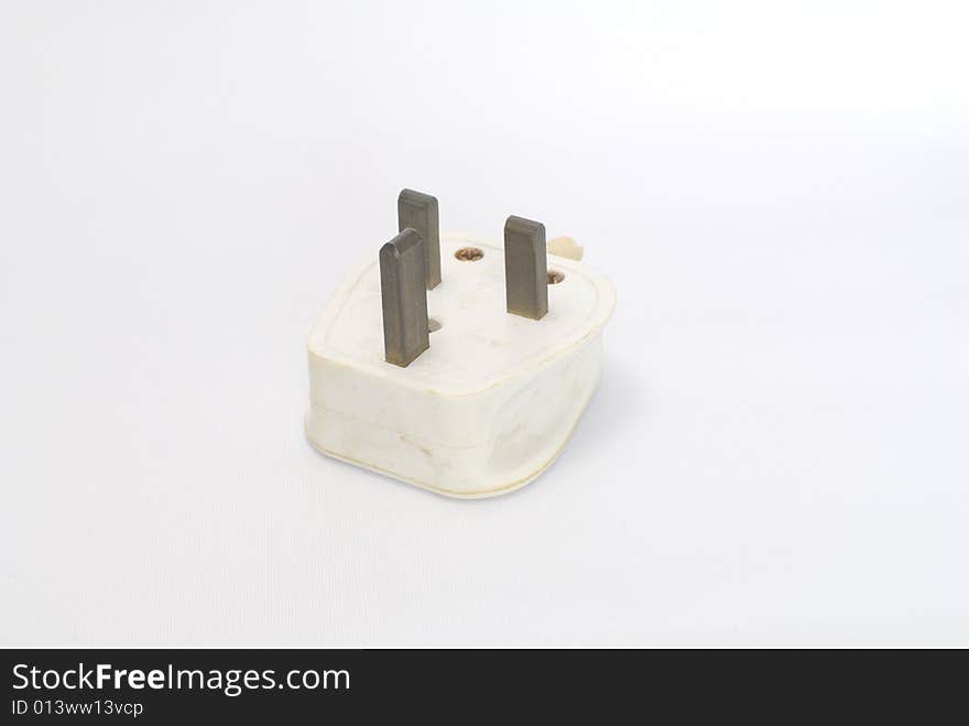 Old used white Power plug (UK 3 point plug)