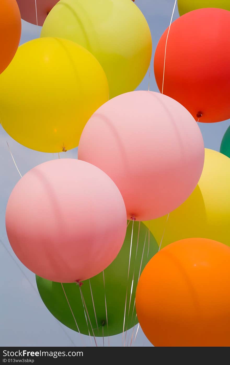 Colored balloons on blue sky. Colored balloons on blue sky