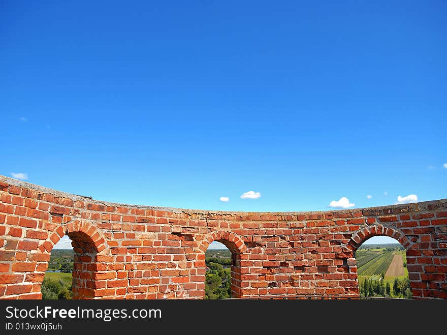 View from top of medieval castle tower.